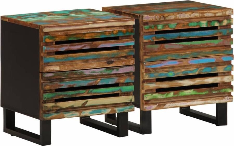 VidaXL Nachtkastjes 2 st 40x34x46 cm massief gerecycled hout
