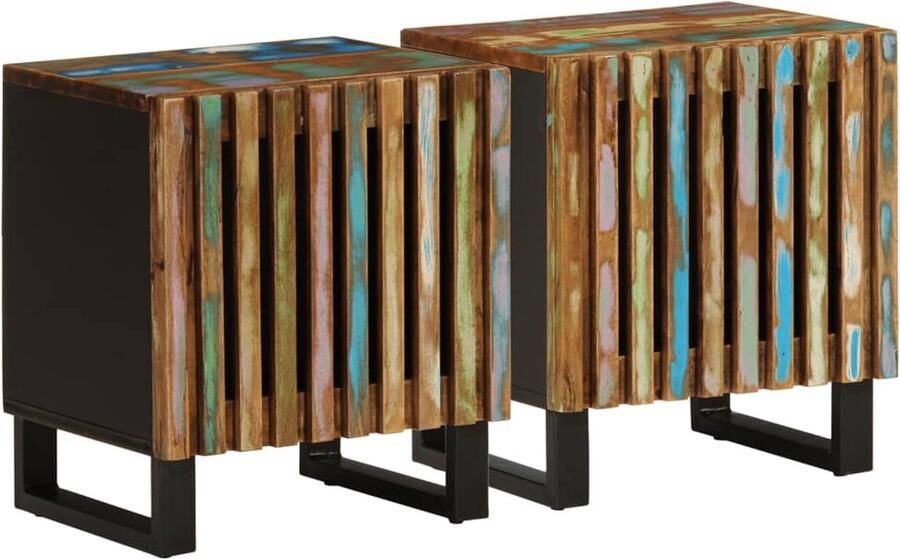 VidaXL Nachtkastjes 2 st 40x34x46 cm massief gerecycled hout