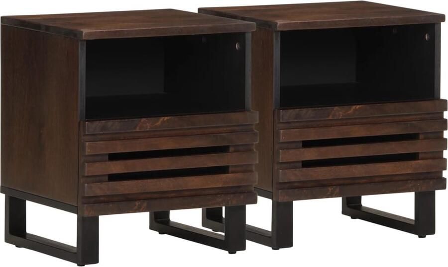 VidaXL Nachtkastjes 2 st 40x34x46 cm massief mangohout