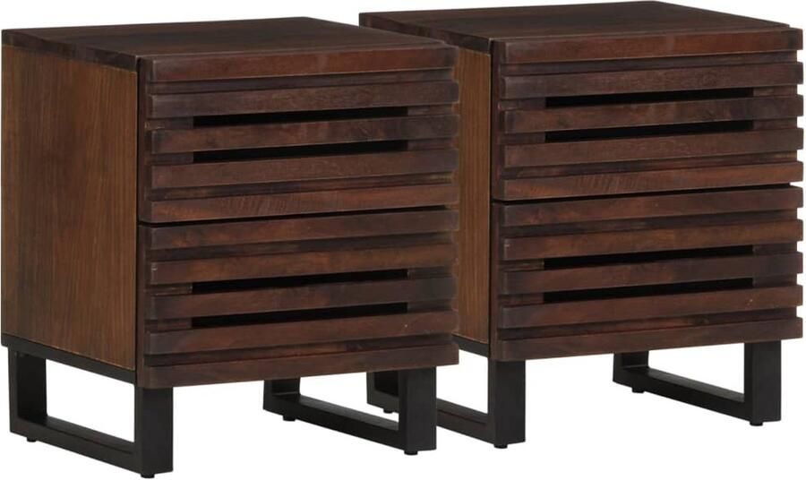 VidaXL Nachtkastjes 2 st 40x34x46 cm massief mangohout