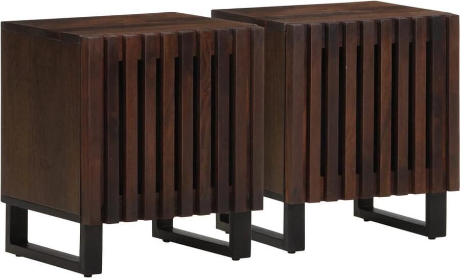 VidaXL Nachtkastjes 2 st 40x34x46 cm massief mangohout