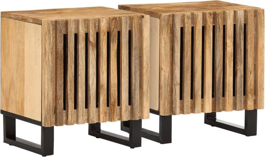 VidaXL Nachtkastjes 2 st 40x34x46 cm massief ruw mangohout
