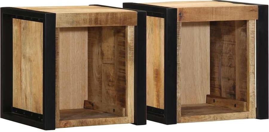 VidaXL Nachtkastjes 2 st 40x35x40 cm massief ruw hout mango