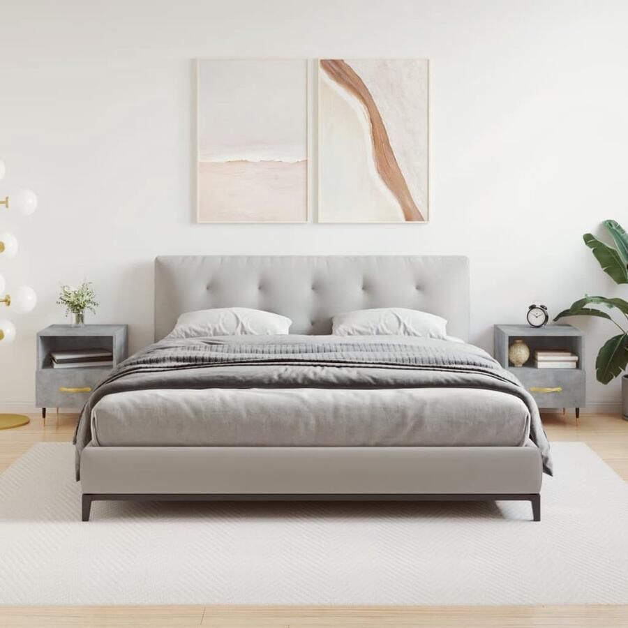 VidaXL Nachtkastjes 2 st 40x35x47 5 cm Betongrijs Nachtkastjes Kast Meubels Slaapkamerinrichting Betonlook Grijs Houten Kast Opbergruimte Designmeubilair Modern Minimalistisch Duurzame Materialen - Foto 2