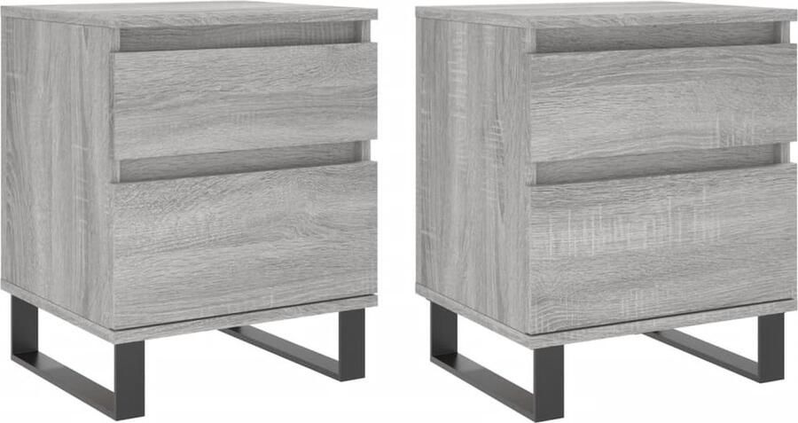 VidaXL -Nachtkastjes-2-st-40x35x50-cm-bewerkt-hout-grijs-sonoma-eiken - Foto 8