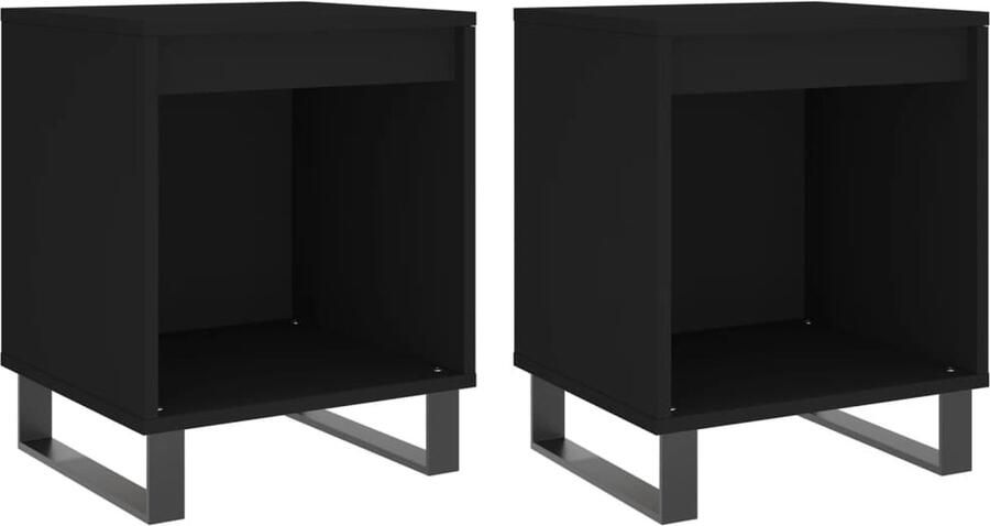 VidaXL -Nachtkastjes-2-st-40x35x50-cm-bewerkt-hout-zwart - Foto 6