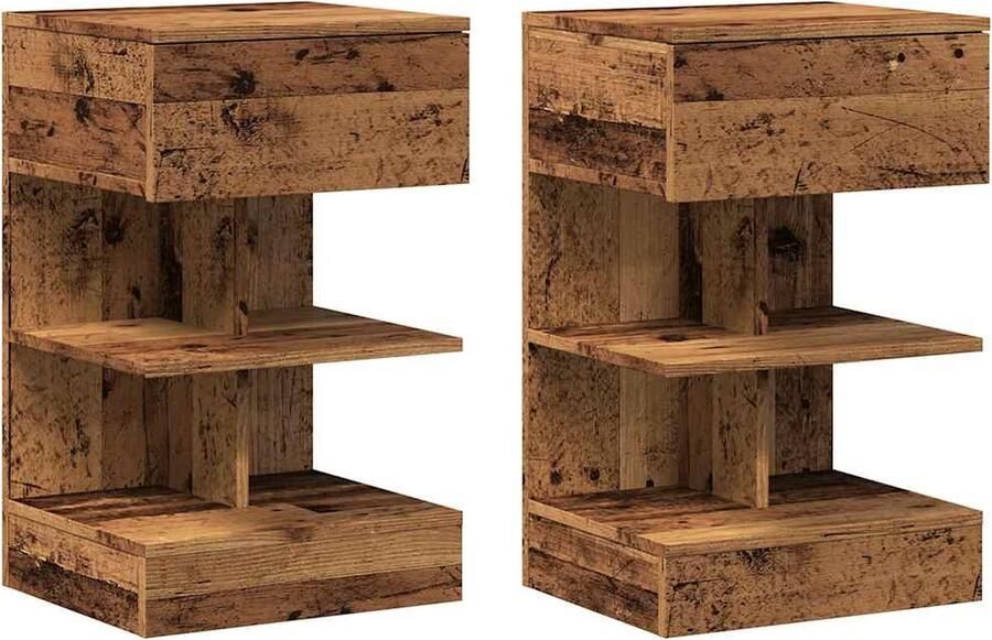 VidaXL Nachtkastjes 2 stuks 40x35x65 cm Hout Nachtkastje Nachtkastjes Bijzettafel Wandkastje