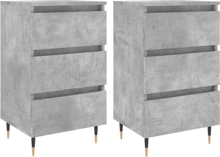 VidaXL Nachtkastjes Set van 2 Betongrijs 40x35x69 cm Nachtkastje Kast Bedkastje Houten Kast Grijze Kast Slaapkamermeubilair Opbergkast Nachtlamp Leeslicht