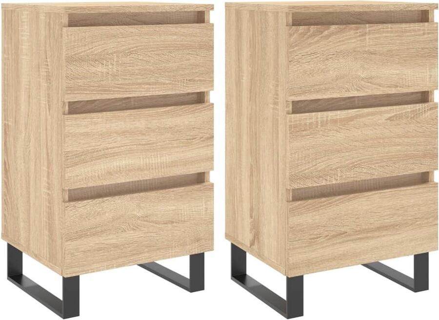 VidaXL -Nachtkastjes-2-st-40x35x69-cm-bewerkt-hout-sonoma-eikenkleurig