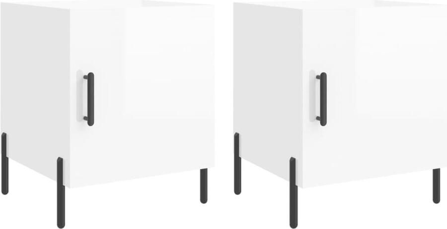 VidaXL -Nachtkastjes-2-st-40x40x50-cm-bewerkt-hout-hoogglans-wit - Foto 17