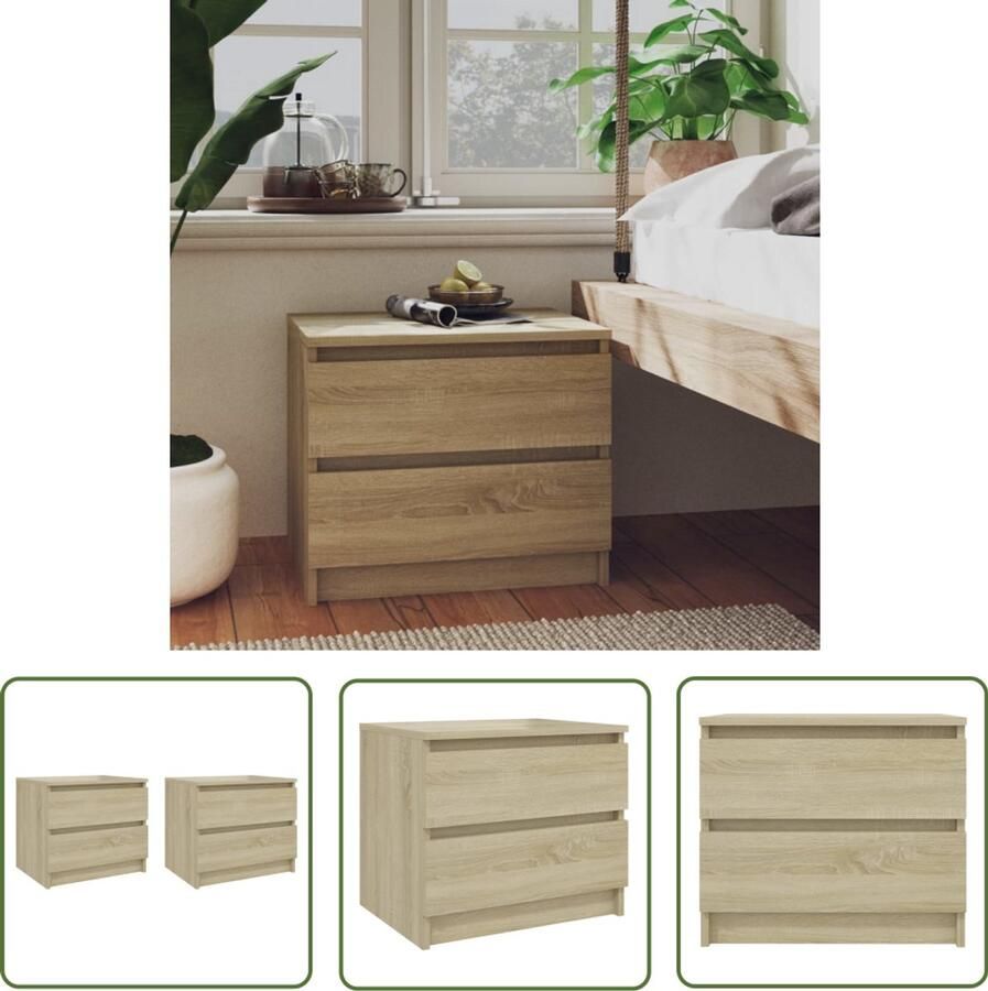 VidaXL Nachtkastjes 2 stuks Sonoma eiken 50x39x43 5 cm Nachtkastje Bedkasts Slaapkamermeubelen Houten Meubilair Sonomaneikleur