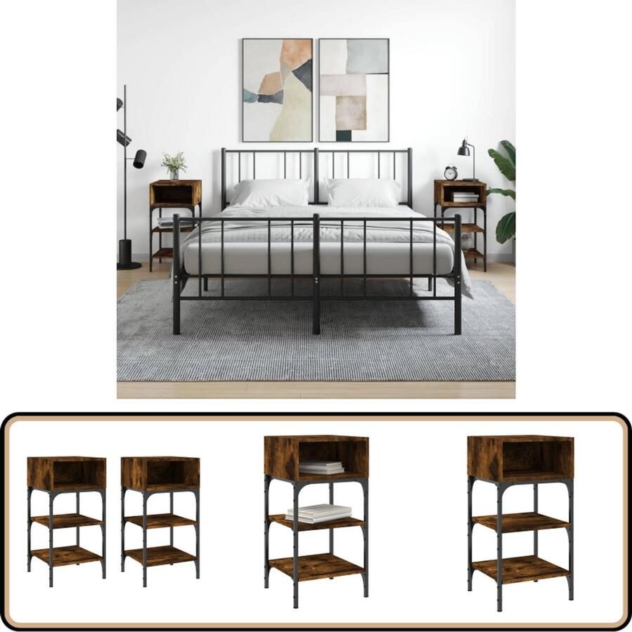 VidaXL Nachtkastjes 2 st Gerookt Eiken 35x34 5x70cm Nachtkastjes Nachtkast Bedroom Furniture Houten Meubels Bruine Meubels Vintage Meubels Minimalistisch Meubilair