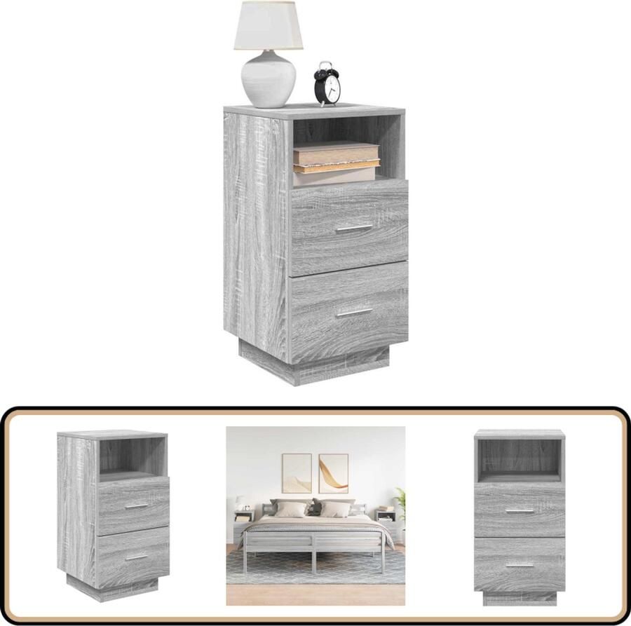 VidaXL Nachtkastjes 2 st Grijs Sonoma Eiken Nachtaandkast Nachtkastjes Slaapkamerserie Grijze Meubels Houten Kast