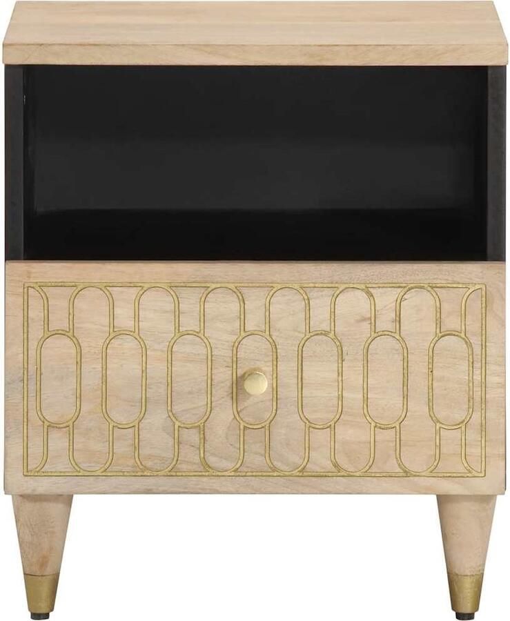 VidaXL Nachtkastjes 2 st massief mangohout 40x33x46 cm Nachtkastjes Mango Wood Salontafel Bijzettafel Vintage Meubilair
