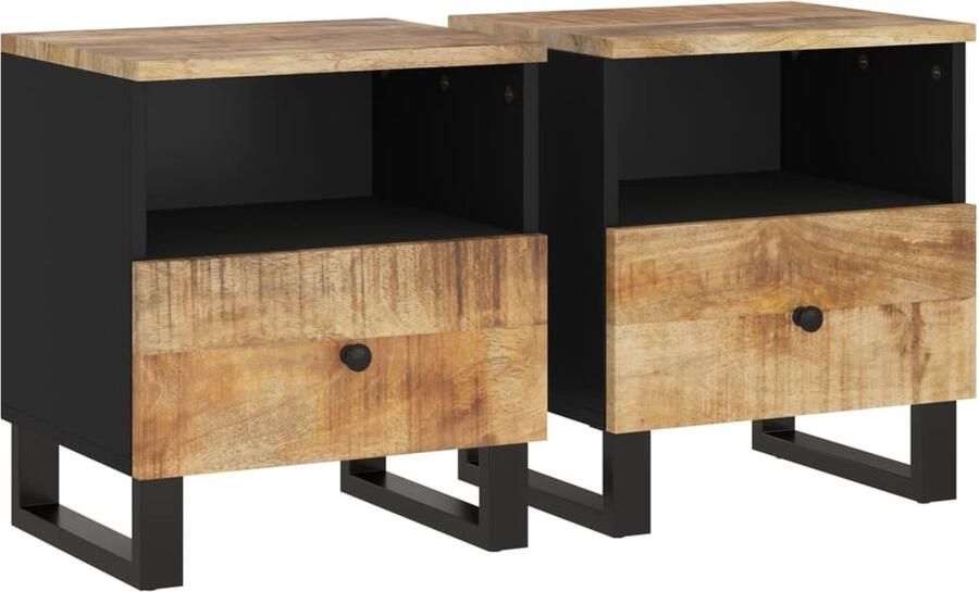 VidaXL -Nachtkastjes-2-st-massief-mangohout-en-bewerkt-hout