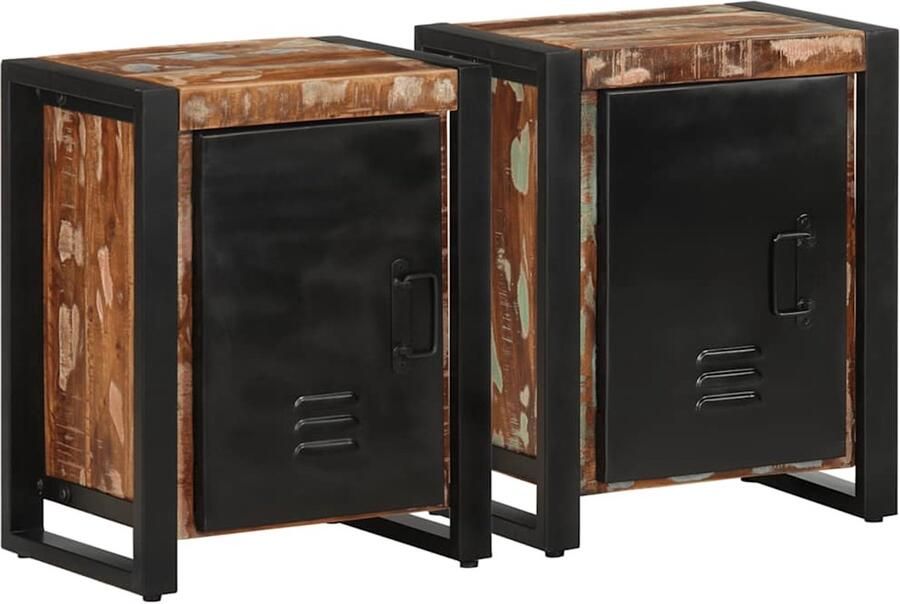 VidaXL Nachtkastjes Massief Mangohout Set van 2 Nachtkastje Nachtkasten Set Meubilair Slaapkamer Kast Hout Mango Wood Furniture