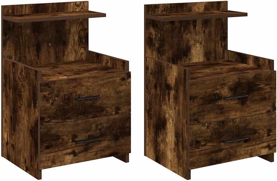 VidaXL Nachtkastjes 2 st met 2 lades gerookt eikenkleurig 40x36 5x62 cm