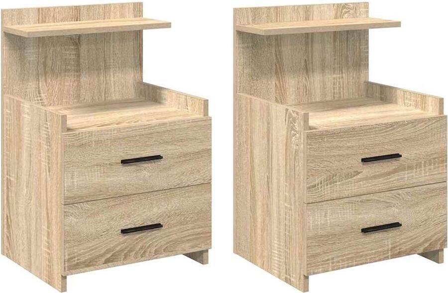 VidaXL Nachtkastjes 2 st met 2 lades sonoma eikenkleurig 40x36 5x62 cm