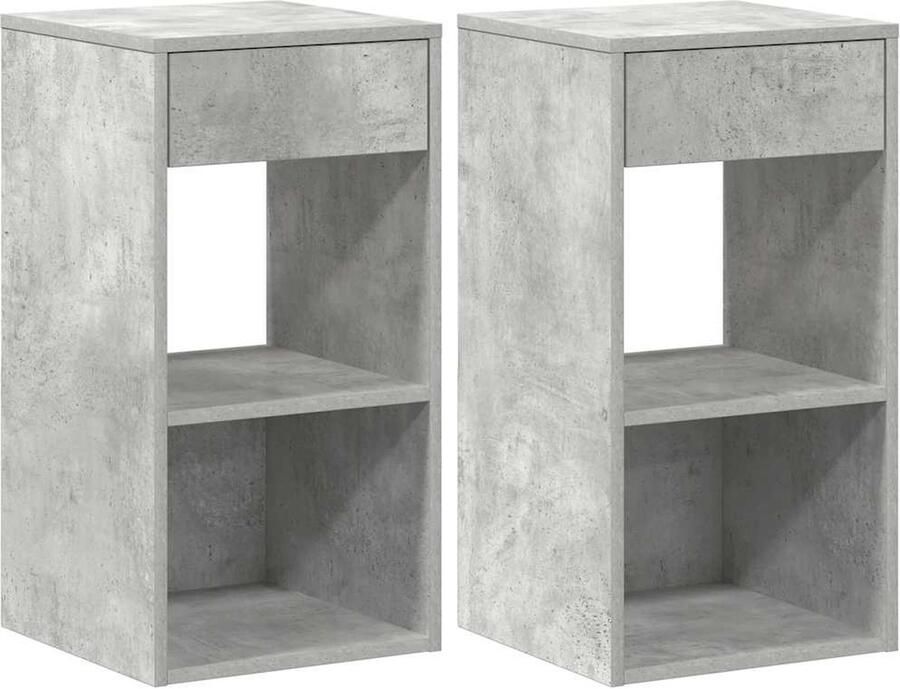 VidaXL Nachtkastjes Set van 2 Betongrijs Nachtkastjes Bijzettafels Slaapkamers Meubilair Beton Grijs