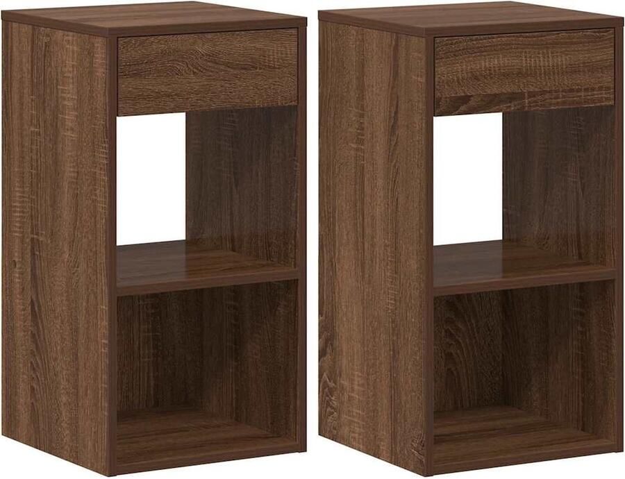 VidaXL Nachtkastjes Set van 2 Bruineiken 35x34x66 5 cm Nachtkastje Nachtkastjes Bijzettafel Wandkastje