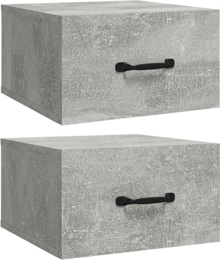 VidaXL -Nachtkastjes-2-st-wandgemonteerd-35x35x20-cm-betongrijs