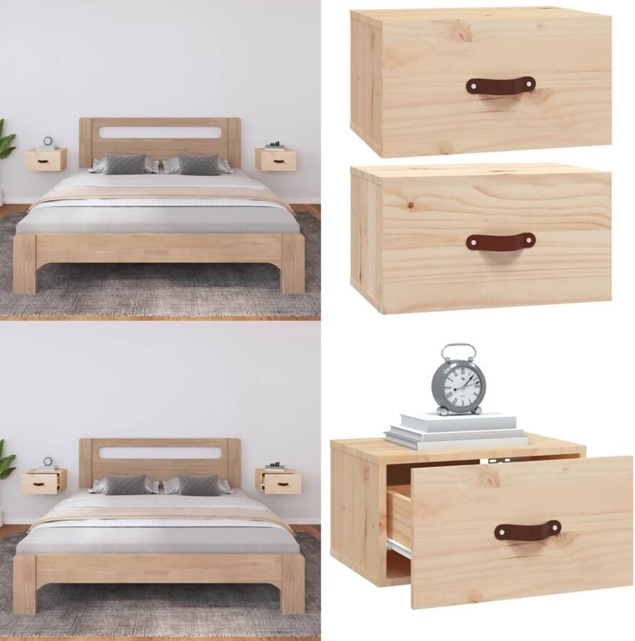 VidaXL Nachtkastjes 2 st wandgemonteerd 40x29 5x22 cm Wandnachtkastje Wandnachtkastjes Wandgemonteerd Nachtkastje Wandgemonteerd Bedkastje