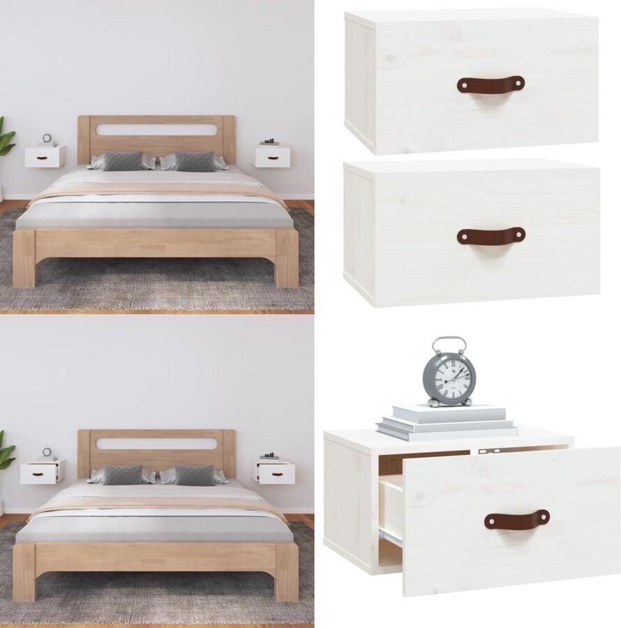 VidaXL Nachtkastjes 2 st wandgemonteerd 40x29 5x22 cm wit Wandnachtkastje Wandnachtkastjes Wandgemonteerd Nachtkastje Wandgemonteerd Bedkastje