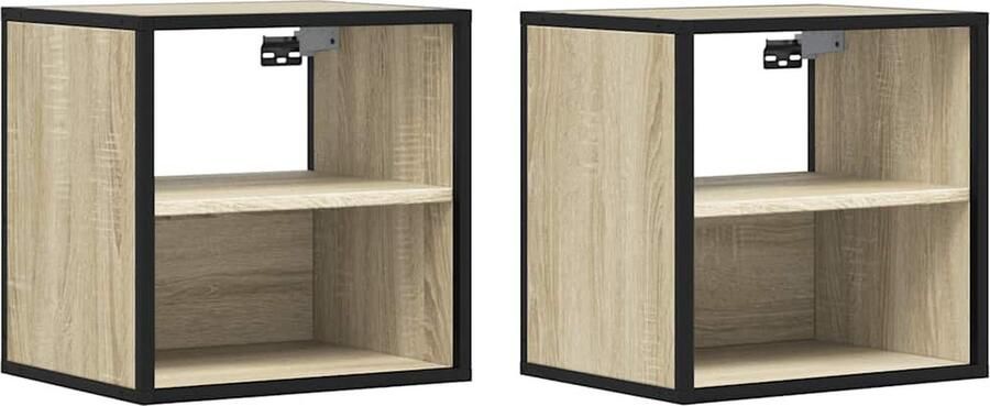 VidaXL Nachtkastjes 2 st wandgemonteerd 40x31x39 5cm sonoma eikenkleur