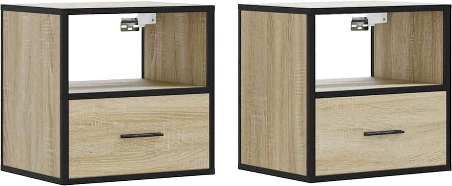 VidaXL Nachtkastjes 2 st wandgemonteerd 40x31x39 5cm sonoma eikenkleur