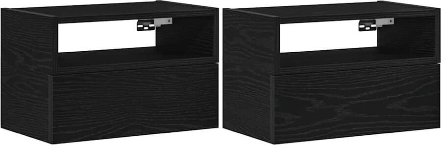 VidaXL Nachtkastjes Wandgemonteerd Zwart 2 stuks Wandnachtkastje Wandnachtkastjes Wandgemonteerd Nachtkastje Wandgemonteerd Bedkastje