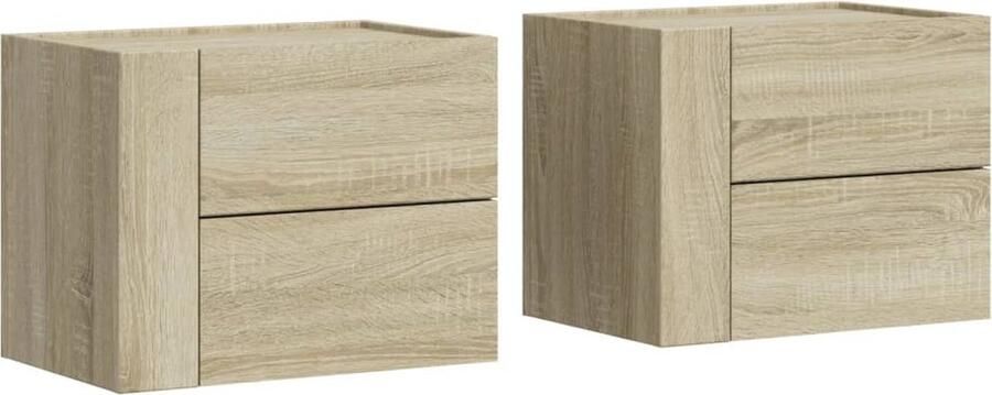 VidaXL Nachtkastjes Wandgemonteerd 2 st Sonoma eiken Wandgemonteerd Nachtkastje Wandgemonteerde Nachtkastjes Bijzettafel Wandkastje