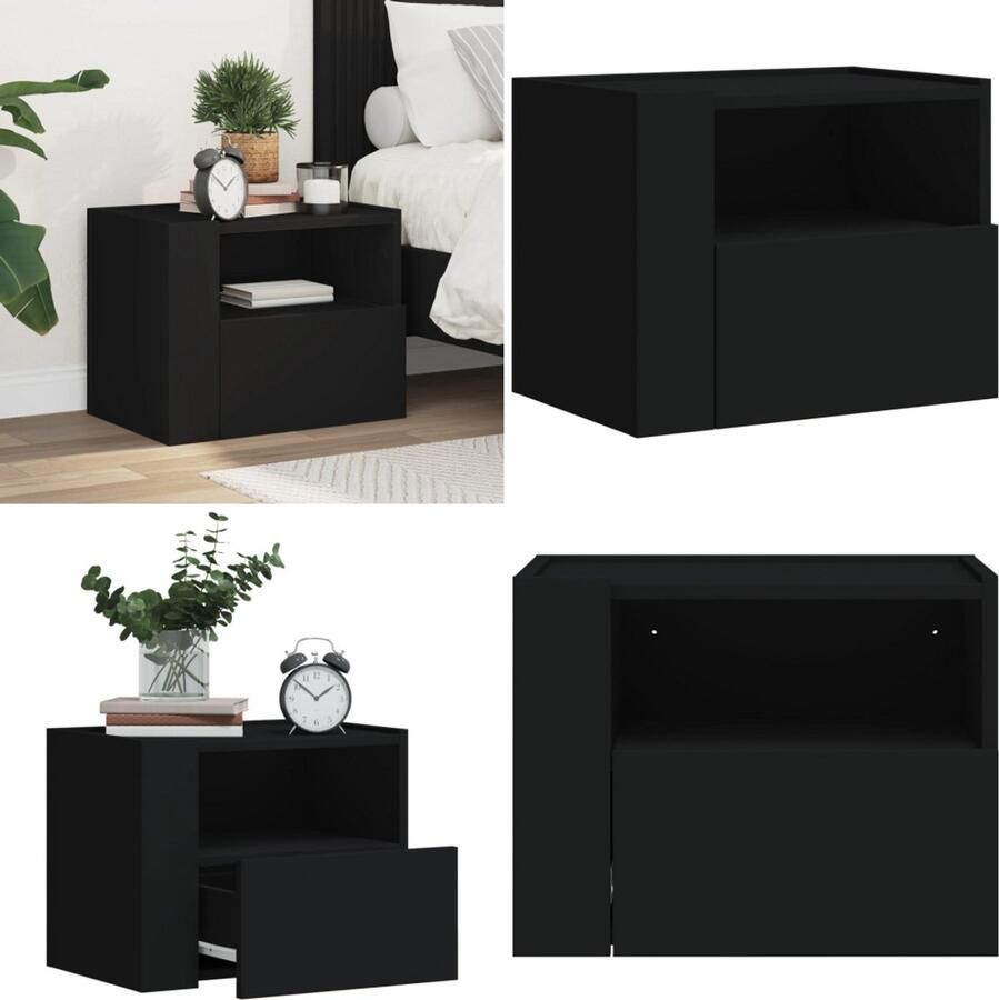 VidaXL Nachtkastjes 2 st wandgemonteerd 45x30x35 cm wit Wandgemonteerd Nachtkastje Wandgemonteerde Nachtkastjes Bijzettafel Wandkastje