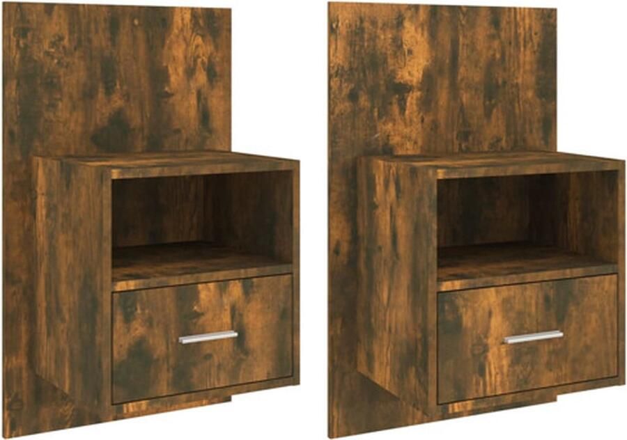 VidaXL -Nachtkastjes-2-st-wandgemonteerd-gerookt-eikenkleurig - Foto 6