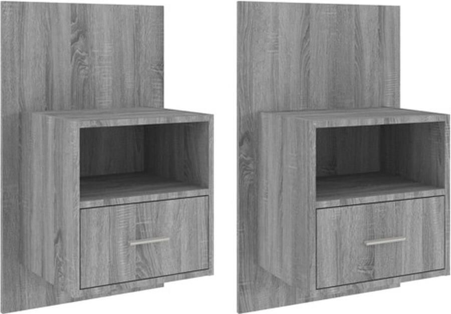 VidaXL -Nachtkastjes-2-st-wandgemonteerd-grijs-sonoma-eikenkleurig - Foto 8