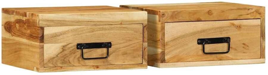 VidaXL Nachtkastjes 2 st wandgemonteerd massief acaciahout