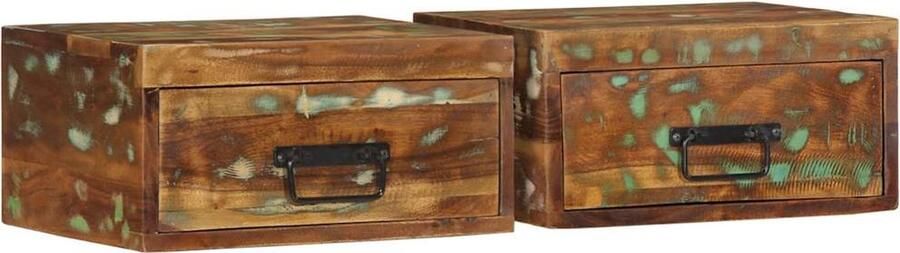 VidaXL Nachtkastjes 2 st wandgemonteerd massief gerecycled hout