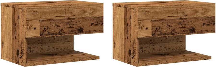 VidaXL Wandnachtkastjes set oud houtkleurig Wandnachtkastjes Nachtkastjes Houten Nachtkastjes Vintage Nachtkastjes Slaapkamersdecoratie