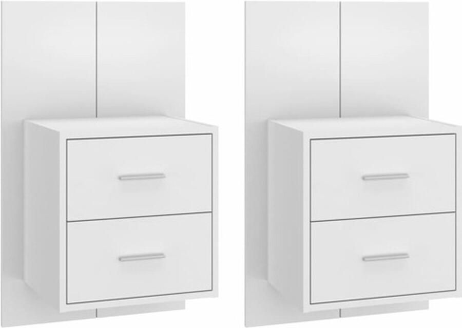 VidaXL -Nachtkastjes-2-st-wandgemonteerd-wit - Foto 3