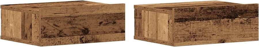 VidaXL Zwevende Nachtkastjes Set van 2 Oud Hout Zwevende Nachtkastjes Houten Nachtkastjes Vintage Nachtkastjes Modern Design Minimalistisch Meubilair