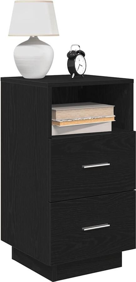 VidaXL Nachtkastjes 2 stuks 2 lades Zwart 36x36x68 cm Nachtkastje Nachtkastjes Bijzettafel Wandkastje