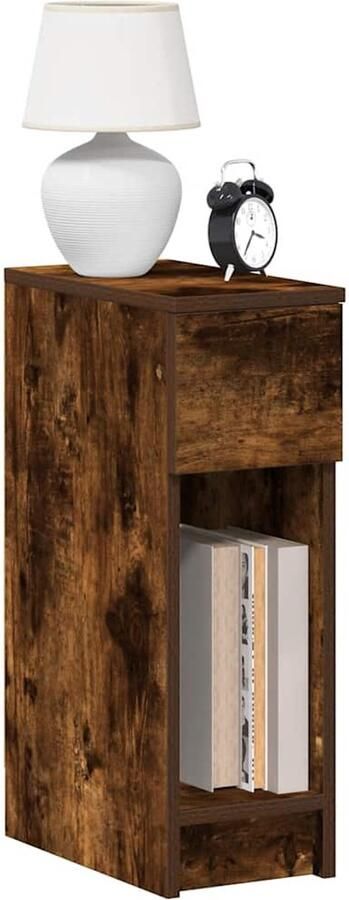 VidaXL Nachtkastjes 2 stuks 20x36x60 cm Gerookt Eiken Nachtkastje Nachtkasten Set Slaapkamer Meubilair Kast Met Lade Houten Nachtkast