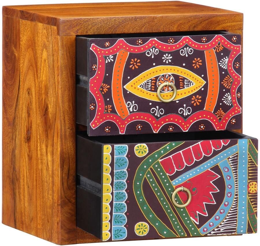 VidaXL Nachtkastjes Multikleur Natuurlijk Hout Massief Sheeshamhout