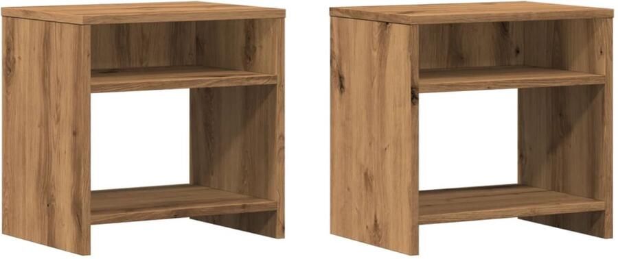 VidaXL Nachtkastjes 2 stuks 40x30x40 cm Eikenhout Nachtkastje Nachtkastjes Bijzettafel Wandkastje - Foto 2