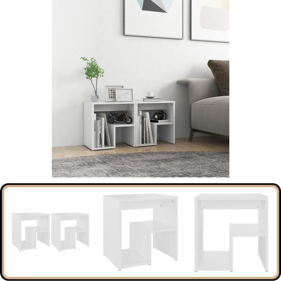 VidaXL Nachtkastjes 2 stuks 40x30x40 cm Wit Nachtkastje Bedkastje Slaapkamerinrichting Meubilair Witte Meubelstukken Houten Meubelen Modern Design Compact Bureau Stapelbare Kasten Decoratieve Accessoires Slaapkamerstijl