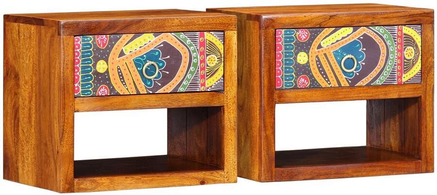 VidaXL Nachtkastje 2 pcs Bruin 40 x 35 x 35 cm Massief acaciahout