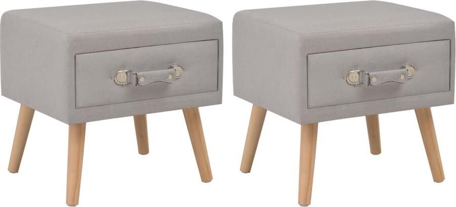 VidaXL Nachtkastjes 2 stuks 40x35x40 cm Grijs Nachtkast Nachtkastje Meubilair Slaapkamers Grijze Kamerdecoratie Stofmeubelen Minimalistisch Meubel Scandinavische Stijl Bergruimte Commode Dressoir - Foto 2