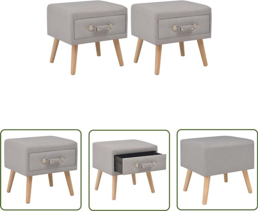 VidaXL Nachtkastjes 2 stuks 40x35x40 cm Grijs Nachtkast Nachtkastje Meubilair Slaapkamers Grijze Kamerdecoratie Stofmeubelen Minimalistisch Meubel Scandinavische Stijl Bergruimte Commode Dressoir