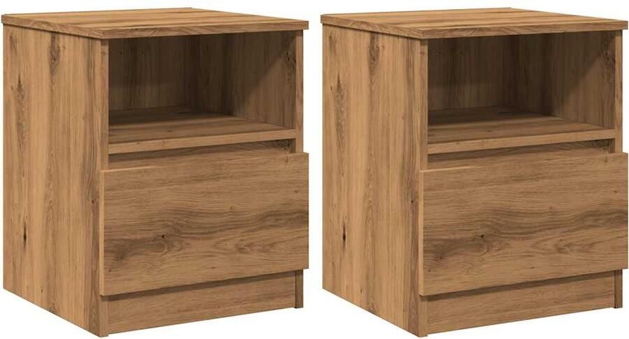 VidaXL Nachtkastjes 2 stuks 40x40x50 cm Eiken Nachtkastje Nachtkastjes Bijzettafel Wandkastje