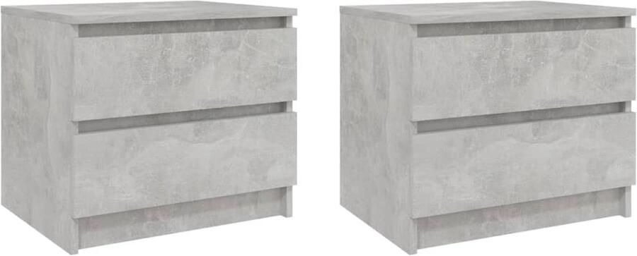 VidaXL Nachtkastjes 2 stuks 50x39x43 5 cm Betongrijs Nachtkastjes Bedkastjes Meubilair Slaapkamer Slaapkamers Decoratie Slaapkamer