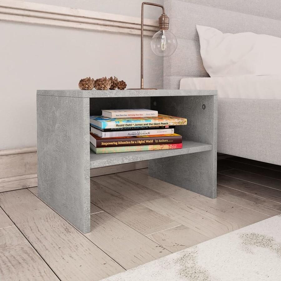 VidaXL Nachtkastjes 2 stuks Betongrijs 40x30x30cm Nachtkastje Bijzettafel Meubilair Slaapkamerinrichting Betonlook Grijs Houten Meubelen Bewerkt Hout Designmeubil